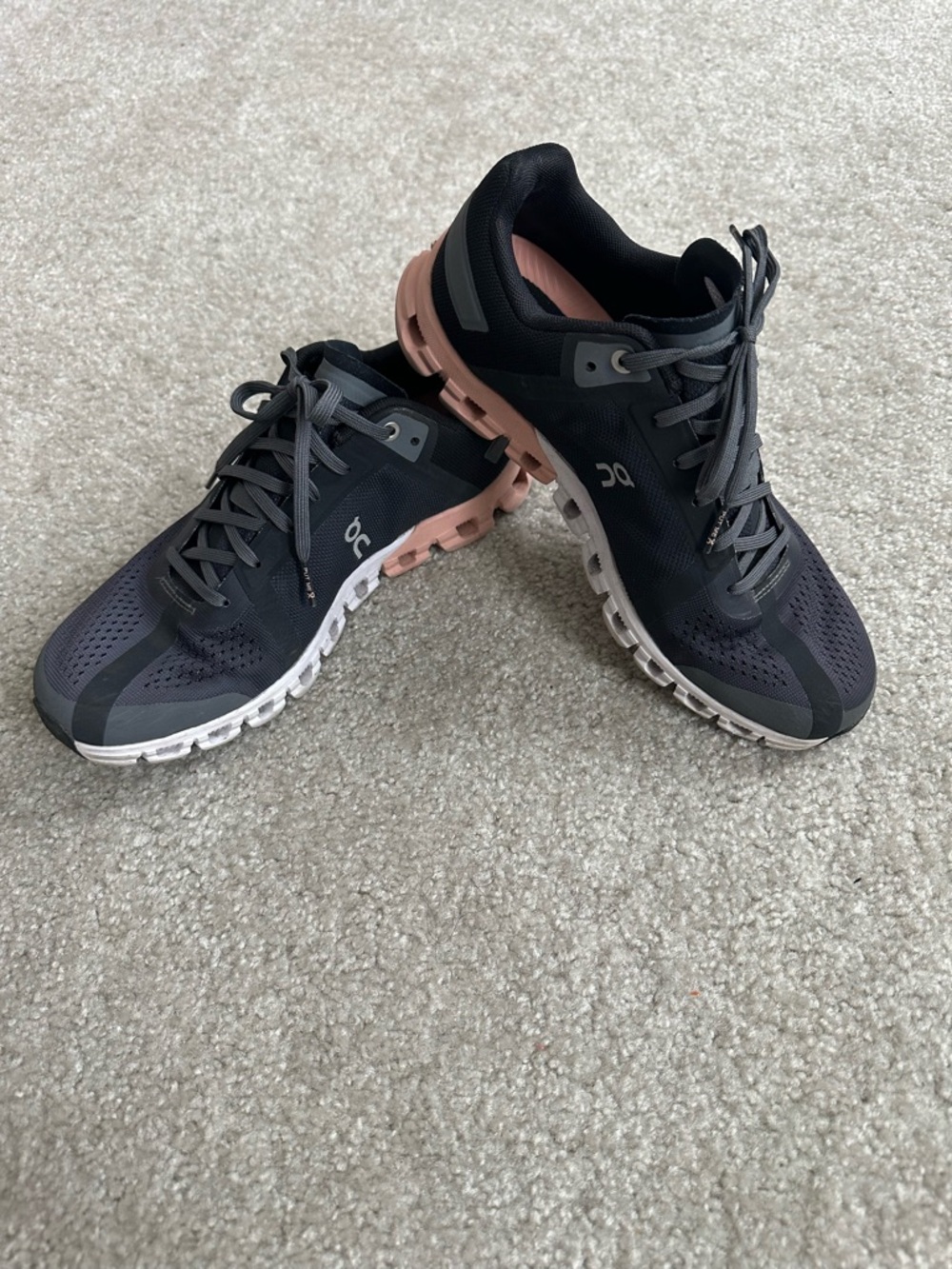 SOLD - On Running Cloudflow Running Shoes - Black with Pink Accents